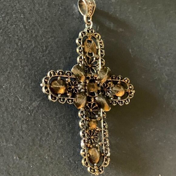 Gorgeous Religious Chalice Cross, in Silver tone, Vintage, Stamped - Picture 2 of 4